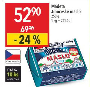 Máslo Jihočeské Madeta