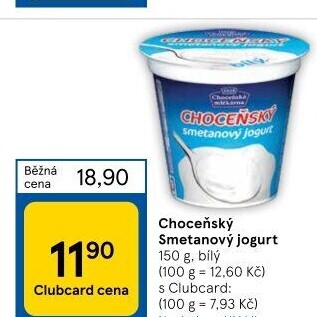 Bílý jogurt smetanový Choceňský