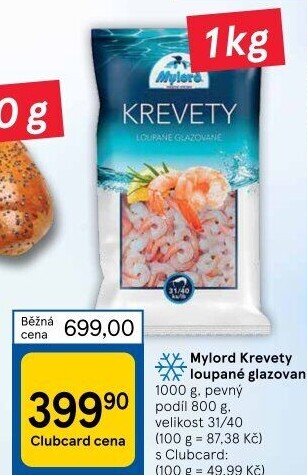 Krevety celé loupané mražené Mylord