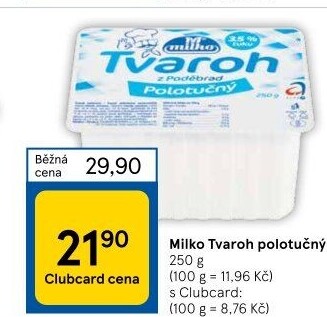 Tvaroh polotučný z Poděbrad Milko