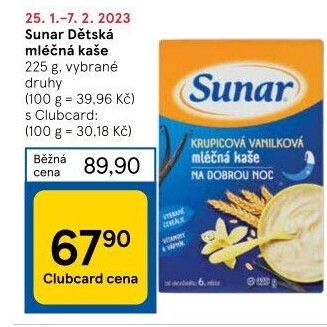 Kaše mléčná Sunar