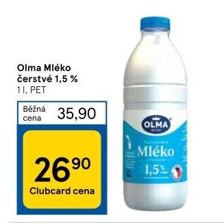Mléko čerstvé Olma - 1,5% polotučné