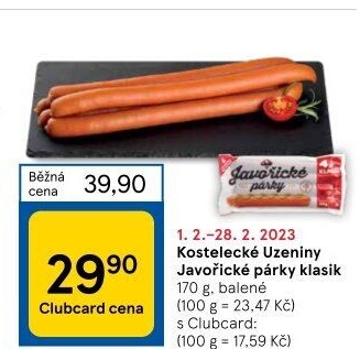 Párky javořické Kostelecké uzeniny