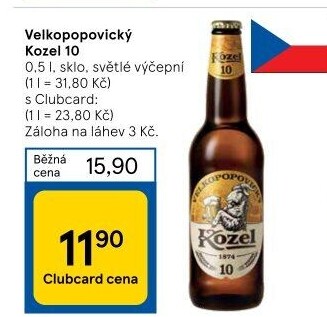 Pivo světlé výčepní 10°Velkopopovický Kozel