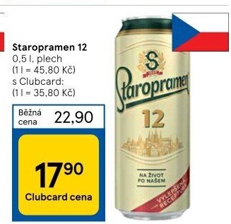 Pivo světlý ležák 12° Staropramen