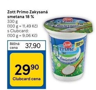 Smetana zakysaná 18% Primo Zott