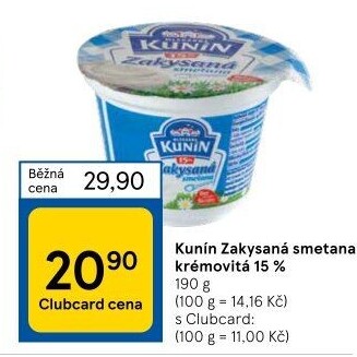 Zakysaná smetana Kunín 15%