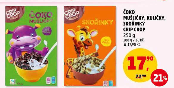 Cereálie Čokoládové mušličky Crip Crop