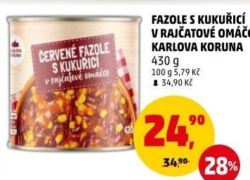 Fazole s kukuřicí v omáčce Karlova Koruna - konzerva