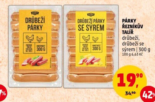 Párky drůbeží Řezníkův Talíř