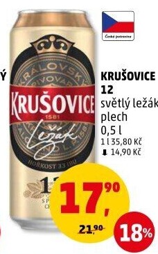 Pivo světlé Královský ležák 12° Krušovice