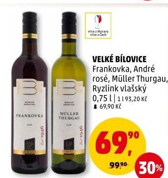Víno Frankovka Vinařství Velké Bílovice
