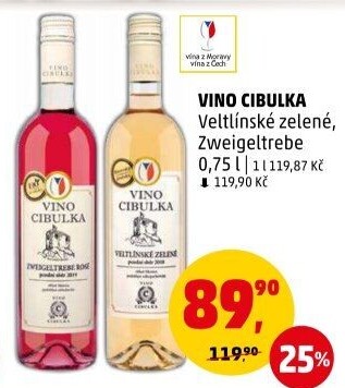 Víno Veltlínské zelené bio Víno Cibulka