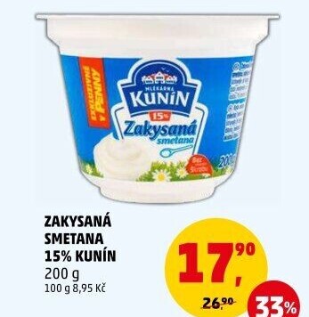 Zakysaná smetana Kunín 15%