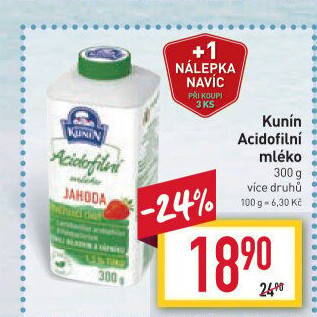 Acidofilní mléko ochucené Kunín