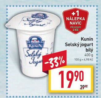 Bílý jogurt selský Kunín