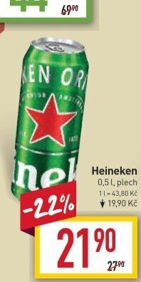 Pivo světlý ležák Heineken