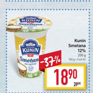 Smetana na vaření Kunín 12%