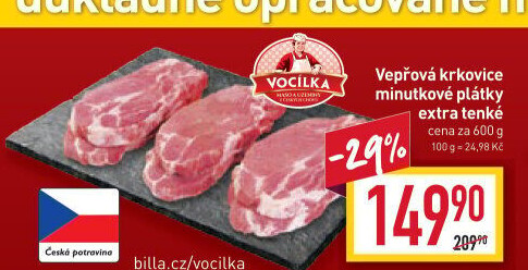 Vepřová krkovice bez kosti steak Vocílka