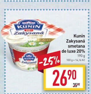 Zakysaná smetana de luxe Kunín 20%