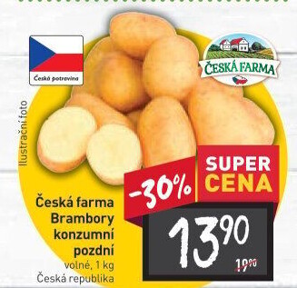 Brambory konzumní pozdní Česká farma