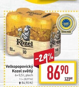 Pivo světlé Velkopopovický Kozel