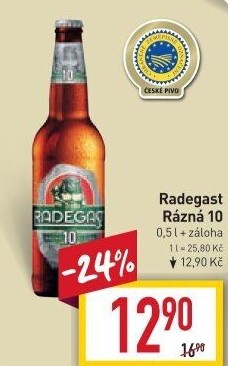 Pivo světlé výčepní Rázná 10° Radegast
