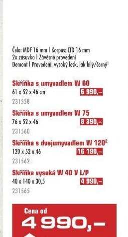 Koupelnová skříňka s umyvadlem Treviso A - Interiéry