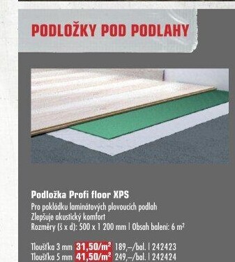 Podložka pod laminátovou podlahu Proti Floor XPS