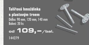 Talířová hmoždinka s trnem