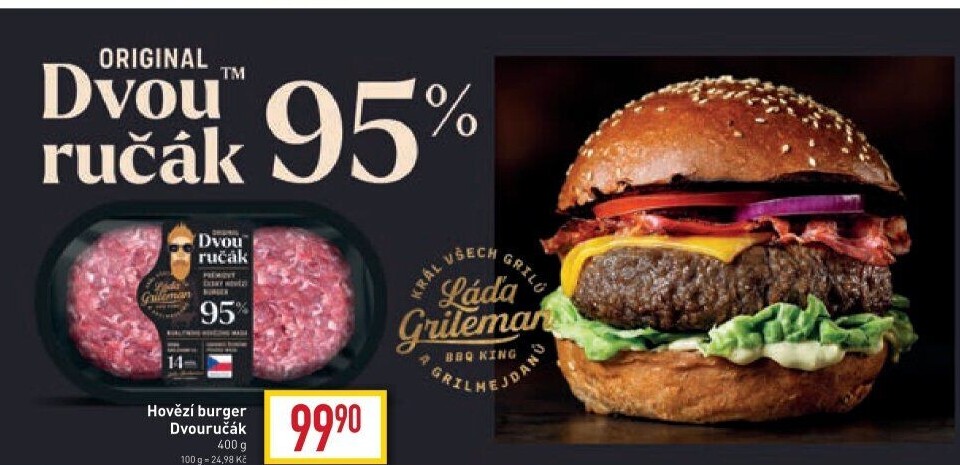 Hovězí burger dvouručák Kostelecké uzeniny