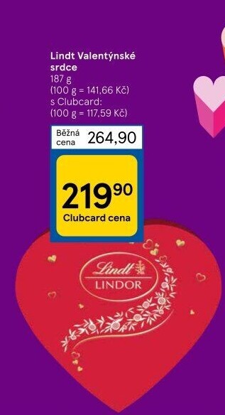 Bonboniéra srdce Pralinky Lindor Lindt