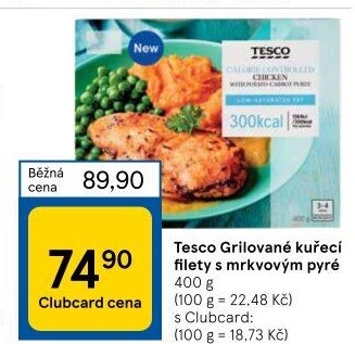 Grilované kuřecí filety s mrkvovým pyré Tesco