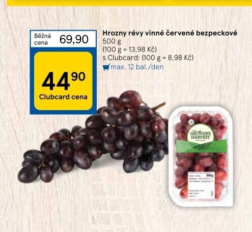Hrozny červené bezsemenné The Grower'