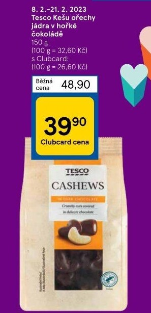Kešu v čokoládě Tesco