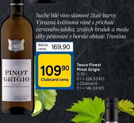 Víno Pinot Grigio Tesco Finest