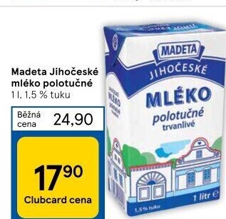 Mléko trvanlivé Jihočeské Madeta - 1,5% polotučné