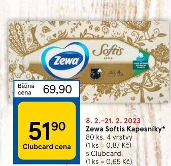 Papírové kapesníčky 4vrstvé Softis Zewa - box
