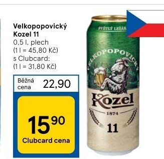 Pivo ležák 11° Velkopopovický Kozel
