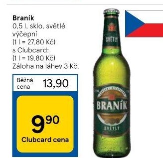 Pivo světlé výčepní 10° Braník