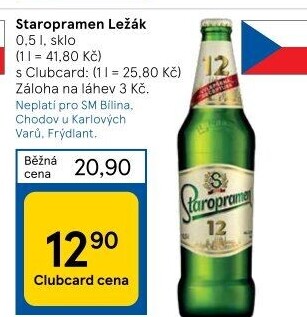 Pivo světlý ležák 12° Staropramen