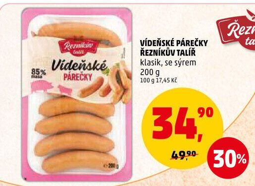 Párky vídeňské Řezníkův talíř