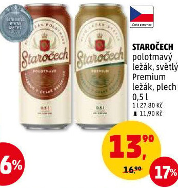 Pivo polotmavý ležák Staročech