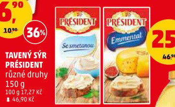 Tavené sýry Président