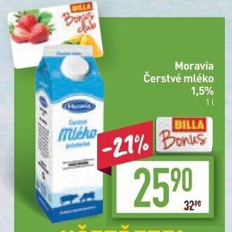 Mléko čerstvé Moravia - 1,5% polotučné