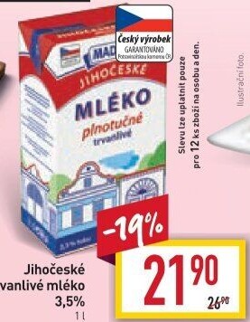 Mléko trvanlivé Jihočeské Madeta - 3,5% plnotučné