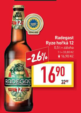 Pivo světlý ležák 12° Ryze hořká Radegast