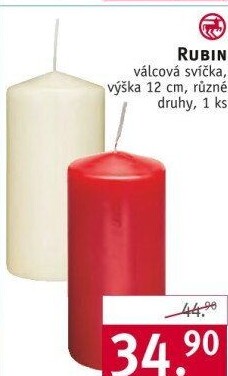 Svíčky válcové Rubin