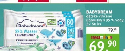 Vlhčené ubrousky dětské 99 % vody Babydream