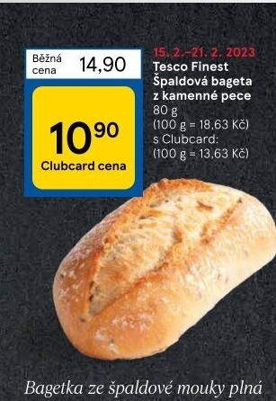 Bageta špaldová Tesco Finest